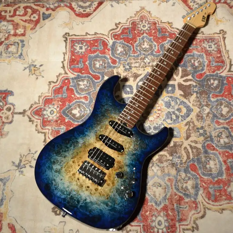 ESP SNAPPER-CTM Poplar Burl /HR · Nebula Blue Burst